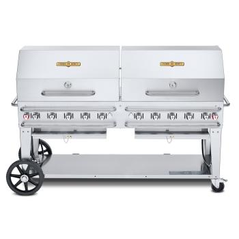 Crown Verity Professional Rental Series 72 Inch 10 Burner Stainless Steel Freestanding Propane Gas Grill with Double Dome Package350
