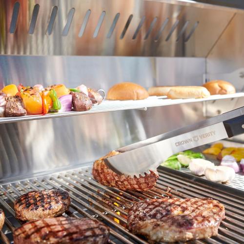Crown Verity Professional Mobile Series 60 Inch 8 Burner Stainless Steel Freestanding Natural Gas Grill with Single Dome Package