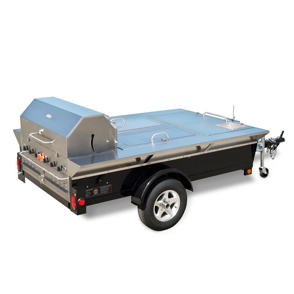 Crown Verity Professional Towable Series 48 Inch 6 Burner Stainless Steel Propane Gas Grill with Bulk Storage Trailer