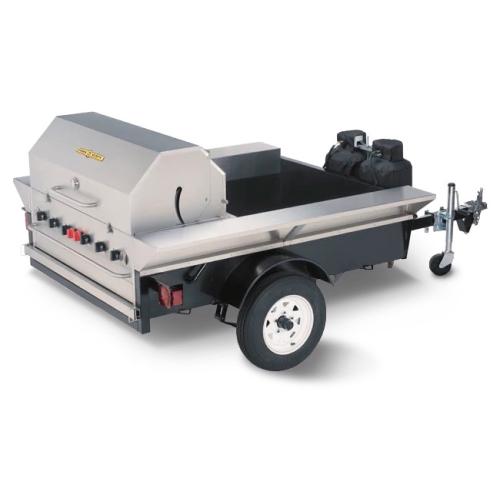 Crown Verity Professional Towable Series 48 Inch 6 Burner Stainless Steel Propane Gas Grill with Open Bed Trailer