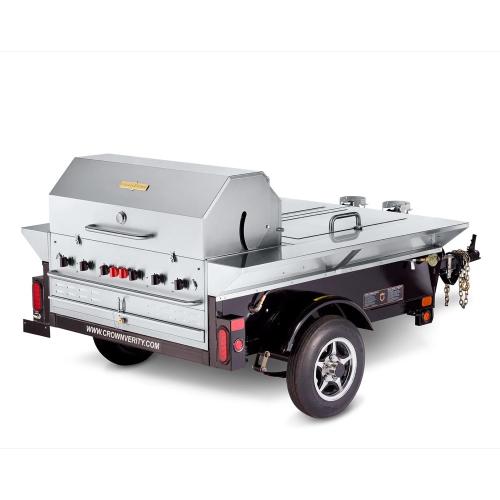 Crown Verity Professional Towable Series 48 Inch 6 Burner Stainless Steel Propane Gas Grill with Storage Trailer