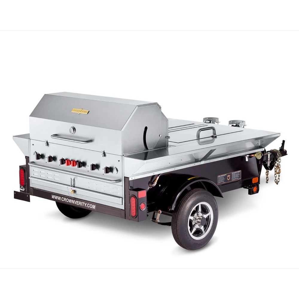 Crown Verity Professional Towable Series 48 Inch 6 Burner Stainless Steel Propane Gas Grill with Storage Trailer