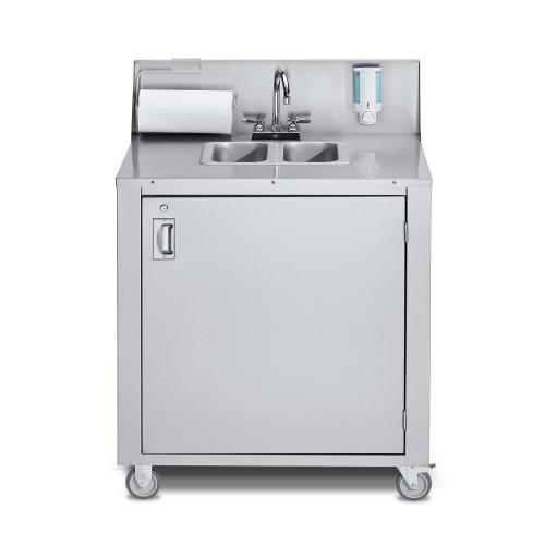 Crown Verity Stainless Steel Freestanding Cold Water Outdoor Portable Double Basin Handwashing Sink