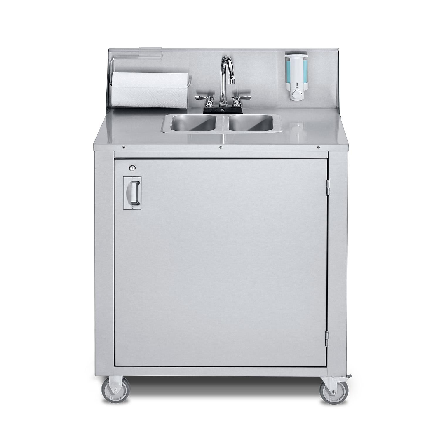 Crown Verity Stainless Steel Freestanding Cold Water Outdoor Portable Double Basin Handwashing Sink