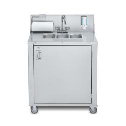 Crown Verity Stainless Steel Freestanding Outdoor Portable Triple Basin Handwashing Sink250