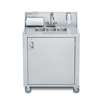 Crown Verity Stainless Steel Freestanding Outdoor Portable Triple Basin Handwashing Sink350