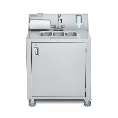 Crown Verity Stainless Steel Freestanding Cold Water Outdoor Portable Triple Basin Handwashing Sink