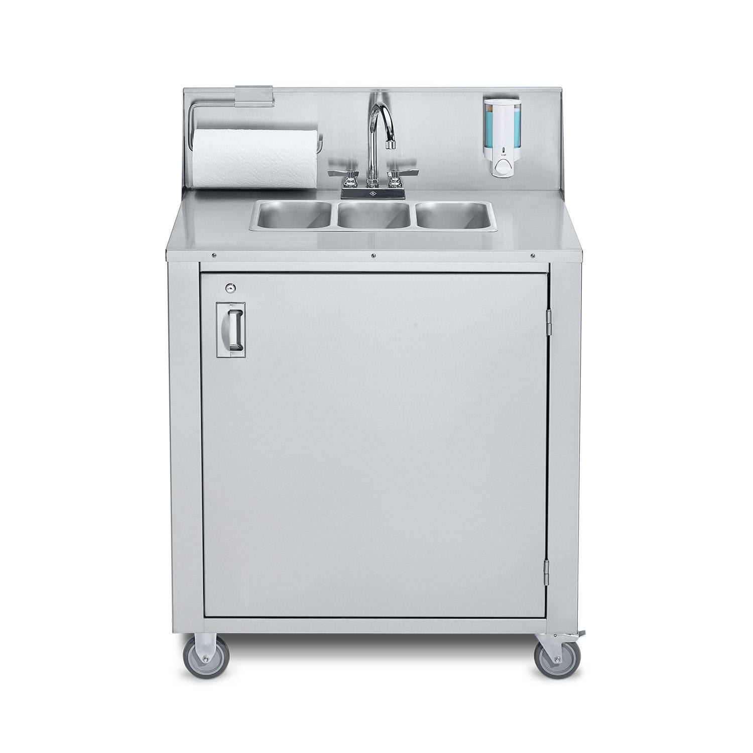 Crown Verity Stainless Steel Freestanding Cold Water Outdoor Portable Triple Basin Handwashing Sink