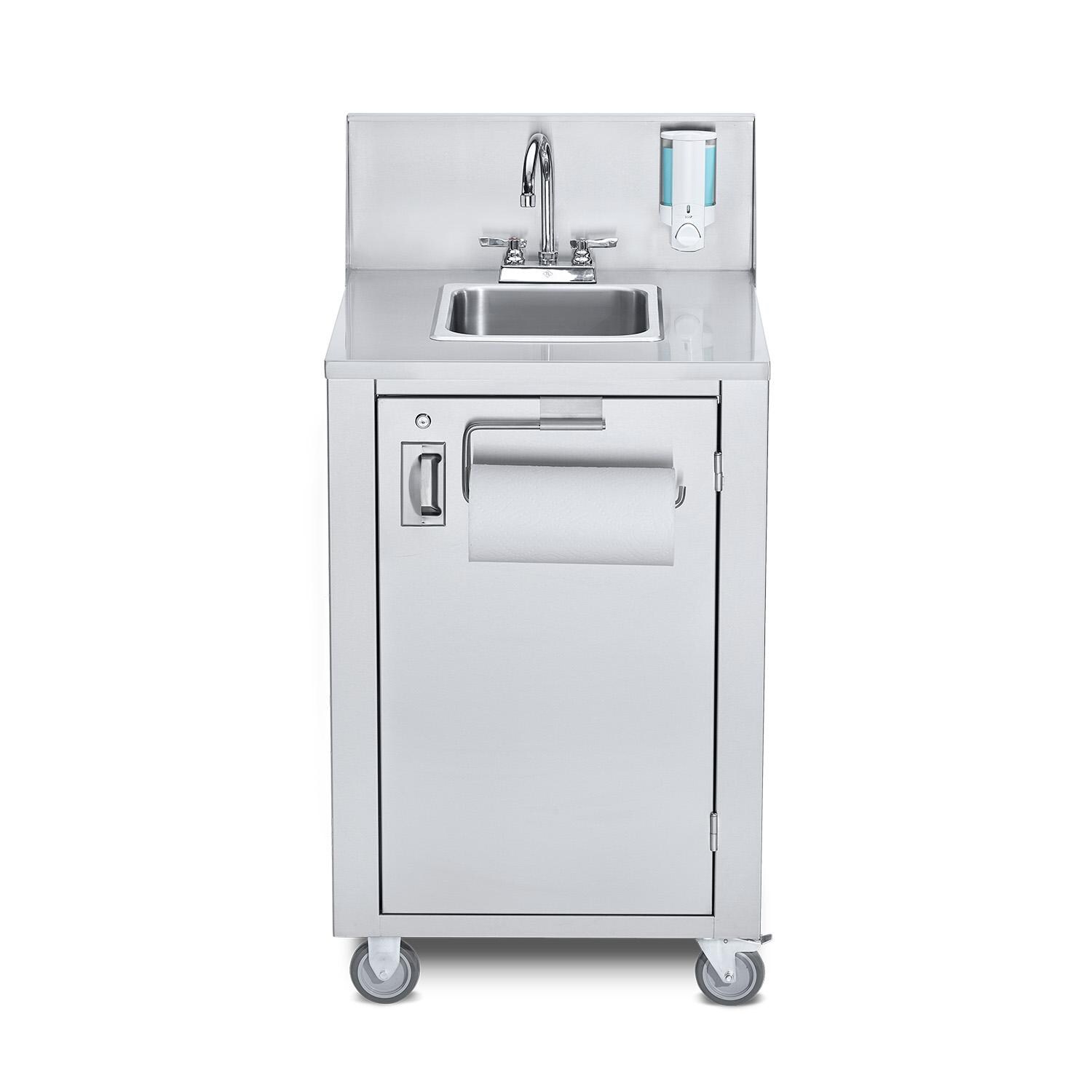 Crown Verity Stainless Steel Spacesaver Freestanding Cold Water Outdoor Portable Single Basin Handwashing Sink