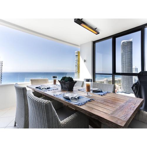 Heatstrip Intense 35 Inch 2200W Electric Infrared Patio Heater with Remote  and  App Control   240V   Black