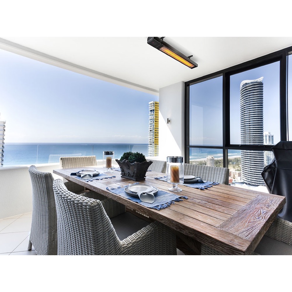 Heatstrip Intense 35 Inch 2200W Electric Infrared Patio Heater with Remote  and  App Control   240V   Black