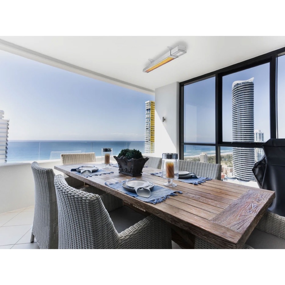 Heatstrip Intense 41 Inch 3200W Electric Infrared Patio Heater with Remote  and  App Control   240V   White