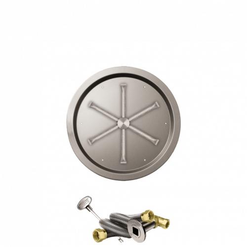 Firegear 19 Inch Round Stainless Steel Natural Gas Drop In Fire Pit Pan with 16 Inch Spur Burner and Match Light Ignition System