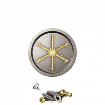 Firegear 19 Inch Round Stainless Steel Gas Drop In Fire Pit Pan with Pro Series Brass Spur Burner and Match Light Ignition System350