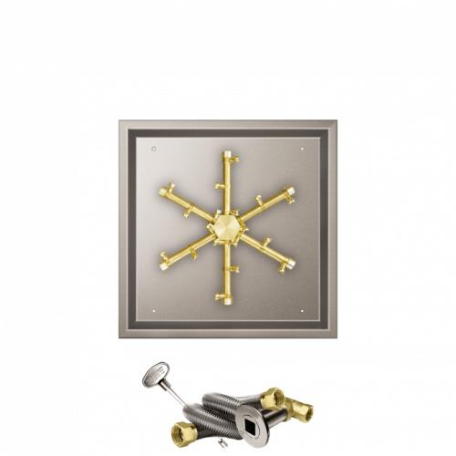 Firegear 30 Inch Square Stainless Steel Natural Gas Flat Fire Pit Pan with Pro Series Brass Spur Burner and Match Light Ignition System