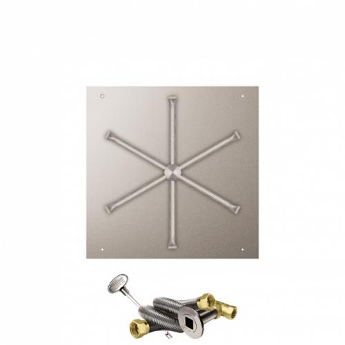 Firegear 25 Inch Square Stainless Steel Natural Gas Flat Fire Pit Pan with 22 Inch Spur Burner and Match Light Ignition System