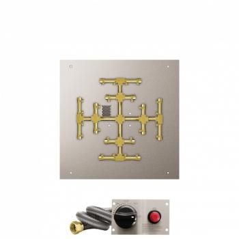 Firegear 25 Inch Square Stainless Steel Gas Flat Fire Pit Pan with Pro Series Brass Snowflake Burner and Safety Pilot Spark Ignition System350