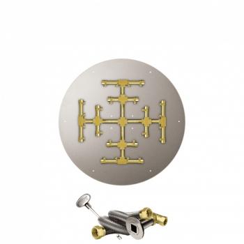 Firegear 26 Inch Round Pro Series Brass Gas Burner System on Stainless Steel Flat Pan with Match Light Ignition350