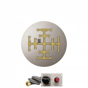 Firegear 26 Inch Round Pro Series Brass Gas Burner System on Stainless Steel Flat Pan with Spark Ignition350