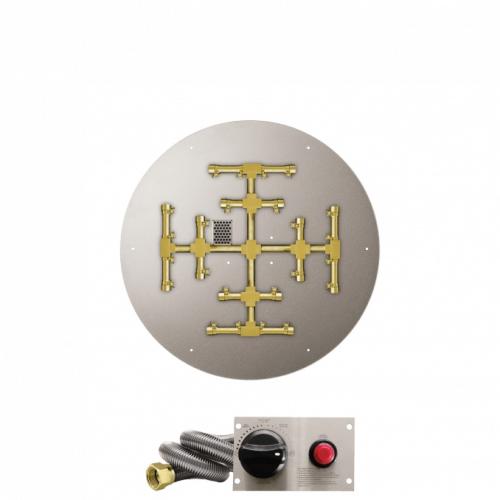 Firegear Sanctuary Pro Series 29 Inch Round Fire Table with Brass Propane Gas Snowflake Burner and Spark Ignition System   Chocolate