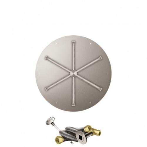 Firegear 26 Inch Round Stainless Steel Natural Gas Flat Fire Pit Pan with 22 Inch Spur Burner and Match Light Ignition System