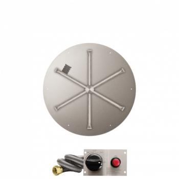 Firegear 26 Inch Round Stainless Steel Gas Flat Fire Pit Pan with 22 Inch Spur Burner and Safety Pilot Spark Ignition System350