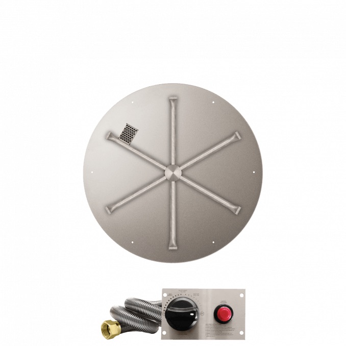 Firegear Sanctuary Series 29 Inch Round Fire Table with Stainless Steel Natural Gas Spur Burner and Spark Ignition System   Chocolate