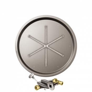Firegear 29 Inch Round Stainless Steel Gas Drop In Fire Pit Pan with 22 Inch Spur Burner and Match Light Ignition System350