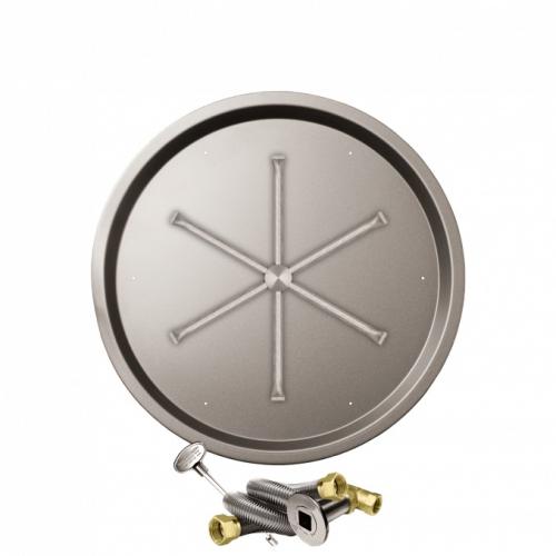 Firegear 29 Inch Round Stainless Steel Natural Gas Drop In Fire Pit Pan with 22 Inch Spur Burner and Match Light Ignition System