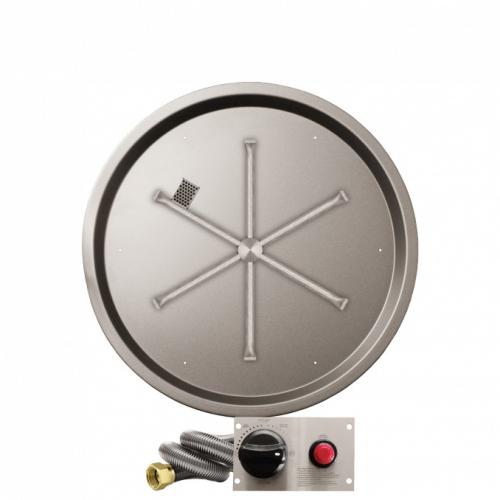Firegear 29 Inch Round Stainless Steel Propane Gas Drop In Fire Pit Pan with 22 Inch Spur Burner and Safety Pilot Spark Ignition System