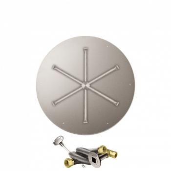 Firegear 29 Inch Round Stainless Steel Gas Flat Fire Pit Pan with 22 Inch Spur Burner and Match Light Ignition System350