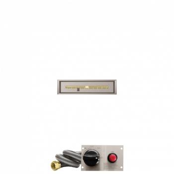 Firegear 30 Inch Linear Stainless Steel Gas Drop In Fire Pit Pan with Pro Series Brass T Burner and Safety Pilot Spark Ignition System350