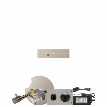 Firegear 30 Inch Linear Stainless Steel Gas Flat Fire Pit Pan with Pro Series Brass T Burner and All Weather Electronic Ignition System350