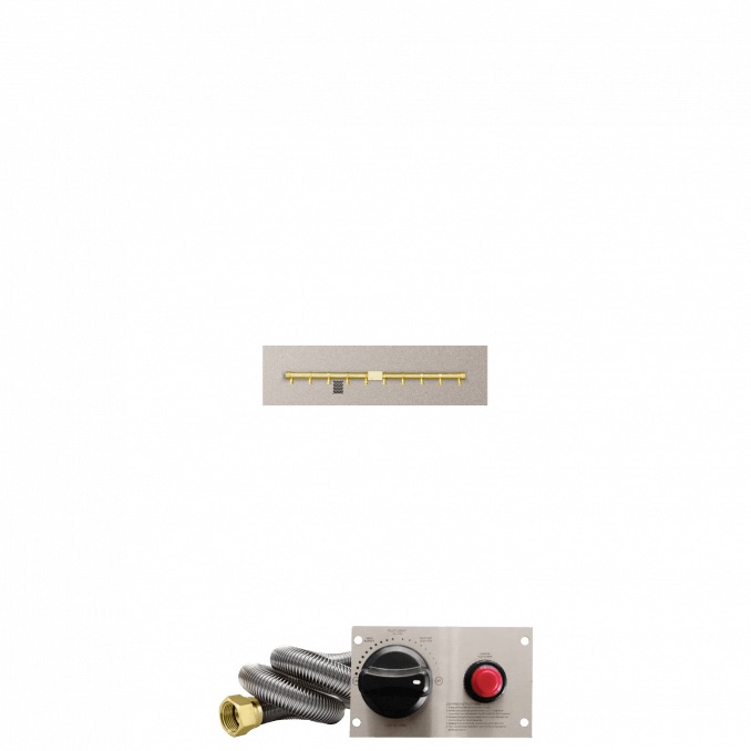 Firegear 30 Inch Linear Stainless Steel Natural Gas Flat Fire Pit Pan with Pro Series Brass T Burner and Safety Pilot Spark Ignition System