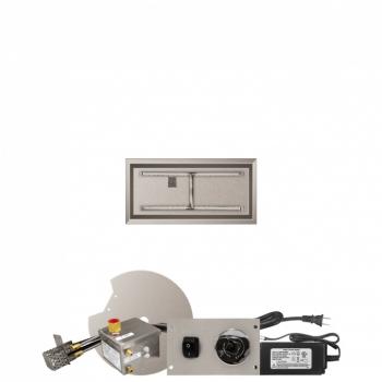 Firegear 30 Inch Rectangular Stainless Steel Gas Drop In Fire Pit Pan with H Burner and All Weather Electronic Ignition System350