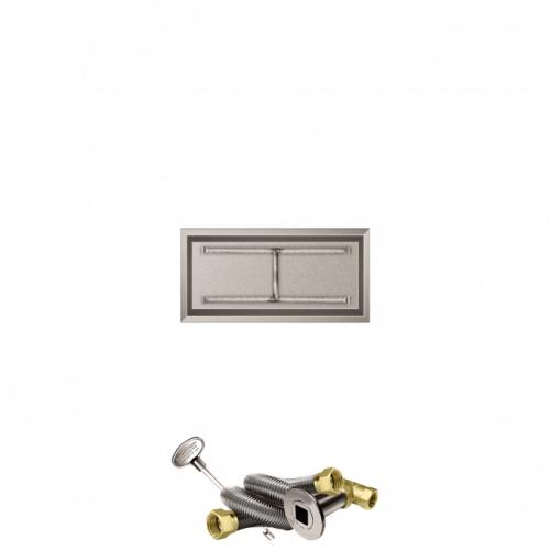 Firegear 30 Inch Rectangular Stainless Steel Natural Gas Drop In Fire Pit Pan with H Burner and Match Light Ignition System