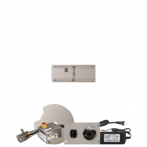 Firegear 30 Inch Rectangular Stainless Steel Propane Gas Flat Fire Pit Pan with H Burner and All Weather Electronic Ignition System