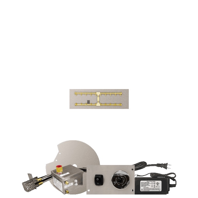 Firegear 30 Inch Rectangular Stainless Steel Natural Gas Flat Fire Pit Pan with Pro Series Brass H Burner and All Weather Electronic Ignition System