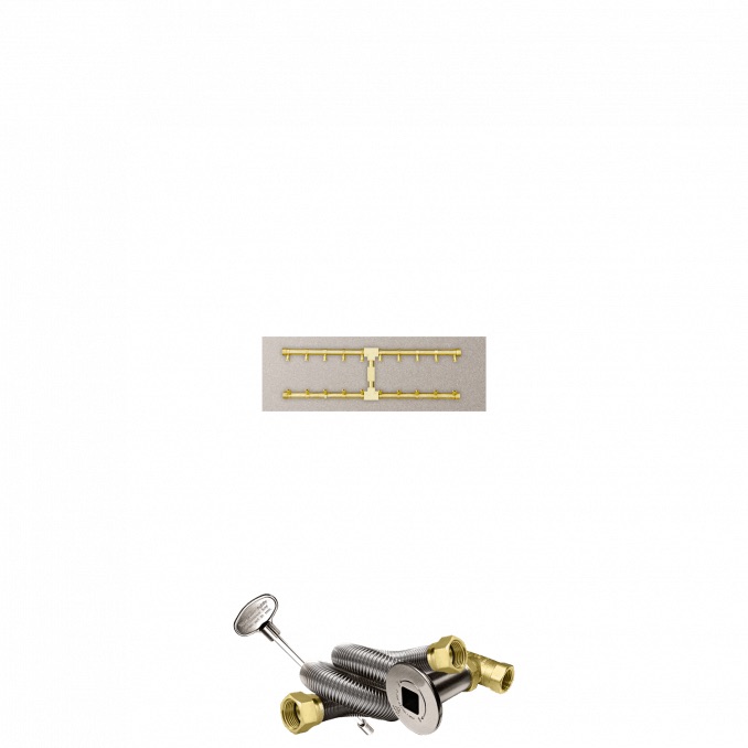 Firegear 30 Inch Rectangular Stainless Steel Natural Gas Flat Fire Pit Pan with Pro Series Brass H Burner and Match Light Ignition System