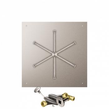 Firegear 30 Inch Square Stainless Steel Gas Flat Fire Pit Pan with 22 Inch Spur Burner and Match Light Ignition System350