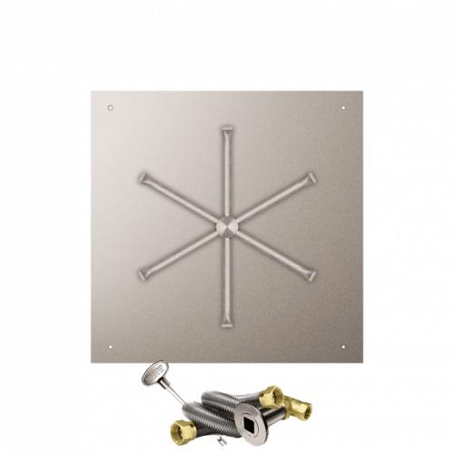 Firegear 30 Inch Square Stainless Steel Natural Gas Flat Fire Pit Pan with 22 Inch Spur Burner and Match Light Ignition System
