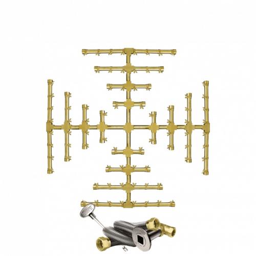 Firegear 32 Inch Propane Gas Pro Series Brass Snowflake Burner Kit with Flex Line  and  Key Valve