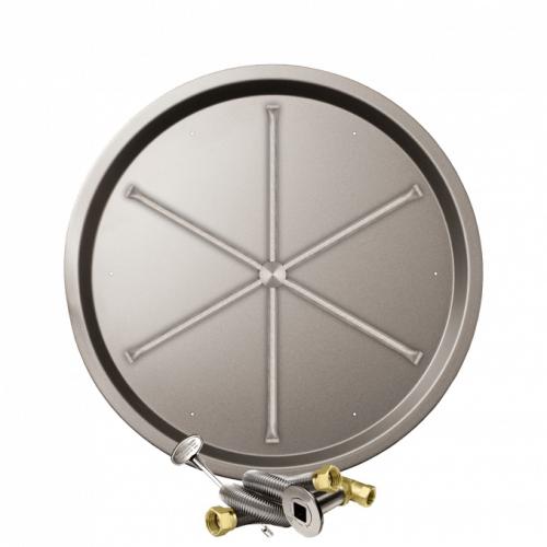 Firegear 33 Inch Round Stainless Steel Natural Gas Drop In Fire Pit Pan with 31 Inch Spur Burner and Match Light Ignition System