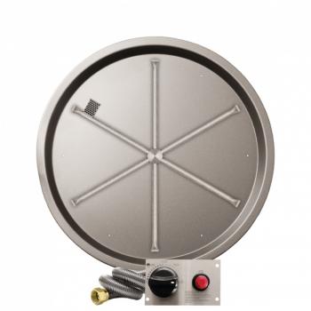Firegear 33 Inch Round Stainless Steel Gas Drop In Fire Pit Pan with 31 Inch Spur Burner and Safety Pilot Spark Ignition System350