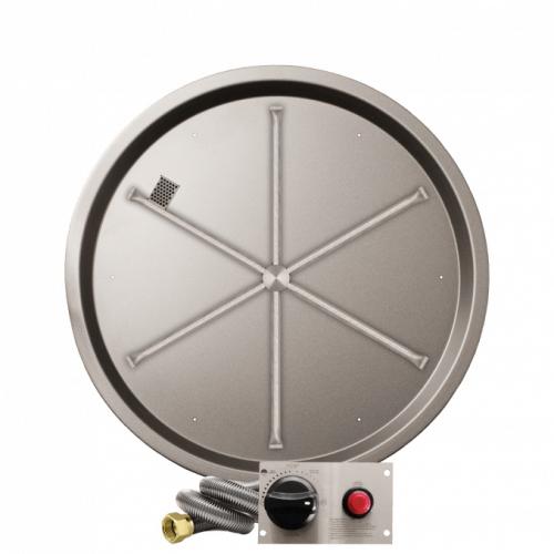 Firegear 33 Inch Round Stainless Steel Propane Gas Drop In Fire Pit Pan with 31 Inch Spur Burner and Safety Pilot Spark Ignition System