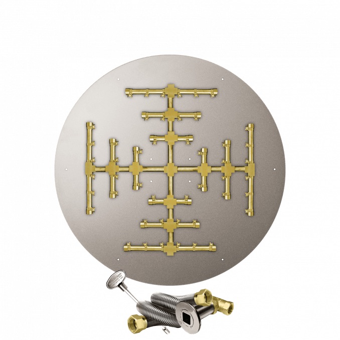 Firegear Sanctuary Pro Series 39 Inch Round Fire Table with Brass Propane Gas Snowflake Burner and Match Light Ignition   Chocolate