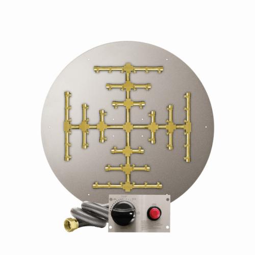 Firegear Sanctuary Pro Series 39 Inch Round Fire Table with Brass Propane Gas Snowflake Burner and Spark Ignition System   Chocolate