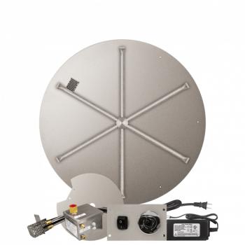 Firegear 34 Inch Round Stainless Steel Gas Flat Fire Pit Pan with 31 Inch Spur Burner and All Weather Electronic Ignition System350