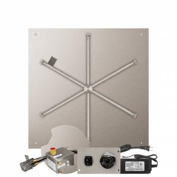 Firegear 34 Inch Square Stainless Steel Gas Flat Fire Pit Pan with 31 Inch Spur Burner and All Weather Electronic Ignition System350