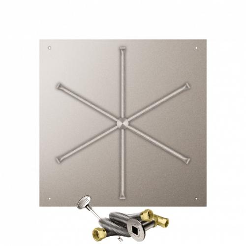 Firegear 34 Inch Square Stainless Steel Natural Gas Flat Fire Pit Pan with 31 Inch Spur Burner and Match Light Ignition System